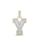 10kt Yellow Gold Men's Round Diamond Y Initial Letter Charm Pendant 7/8 Cttw - A Dazzling Statement Piece by Splendid Jewellery - Splendid Jewellery