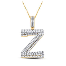 Load image into Gallery viewer, 10kt Yellow Gold Men's Round Diamond Z Charm Pendant - 1 - 5/8 Cttw - Splendid Jewellery