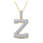 10kt Yellow Gold Men's Round Diamond Z Charm Pendant - 1 - 5/8 Cttw - Splendid Jewellery