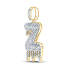 10kt Yellow Gold Men's Round Diamond Z Drip Letter Charm Pendant - 3/4 Cttw - Splendid Jewellery