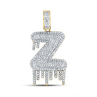 10kt Yellow Gold Men's Round Diamond Z Drip Letter Charm Pendant - 3/4 Cttw - Splendid Jewellery
