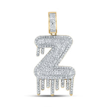 Load image into Gallery viewer, 10kt Yellow Gold Men's Round Diamond Z Drip Letter Charm Pendant - 3/4 Cttw - Splendid Jewellery