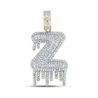 10kt Yellow Gold Men's Round Diamond Z Drip Letter Charm Pendant - 3/4 Cttw - Splendid Jewellery