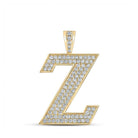 10kt Yellow Gold Men's Round Diamond Z Initial Letter Charm Pendant - 1 - 3/4 Cttw | Splendid Jewellery - Splendid Jewellery