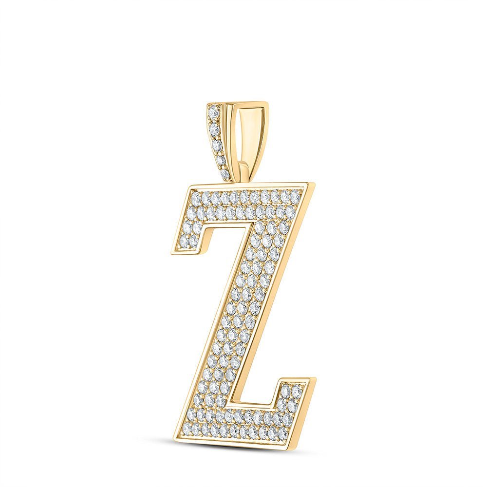 10kt Yellow Gold Men's Round Diamond Z Initial Letter Charm Pendant - 1 - 3/4 Cttw | Splendid Jewellery - Splendid Jewellery