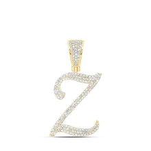 Load image into Gallery viewer, 10kt Yellow Gold Men's Round Diamond Z Initial Letter Charm Pendant - 7/8 Cttw | Splendid Jewellery - Splendid Jewellery