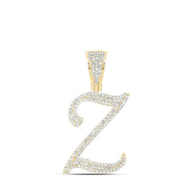 10kt Yellow Gold Men's Round Diamond Z Initial Letter Charm Pendant - 7/8 Cttw | Splendid Jewellery - Splendid Jewellery