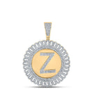 10kt Yellow Gold Men's Round Diamond Z Letter Circle Charm Pendant 1 - 1/5 Cttw | Splendid Jewellery - Splendid Jewellery