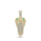 10kt Yellow Gold Men's Round Emerald Diamond Snake Charm Pendant - 2 - 7/8 Cttw | Splendid Jewellery - Splendid Jewellery