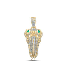 Load image into Gallery viewer, 10kt Yellow Gold Men's Round Emerald Diamond Snake Charm Pendant - 2 - 7/8 Cttw | Splendid Jewellery - Splendid Jewellery
