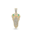 10kt Yellow Gold Men's Round Emerald Diamond Snake Charm Pendant - 2 - 7/8 Cttw | Splendid Jewellery - Splendid Jewellery