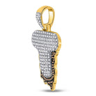 10kt Yellow Gold Mens Round Red Color Enhanced Diamond Letter T Blood Charm Pendant - Captivating Men's Diamond Charm Pendant - Splendid Jewellery