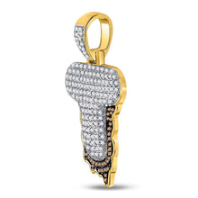 Load image into Gallery viewer, 10kt Yellow Gold Mens Round Red Color Enhanced Diamond Letter T Blood Charm Pendant - Captivating Men's Diamond Charm Pendant - Splendid Jewellery