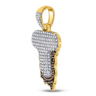 10kt Yellow Gold Mens Round Red Color Enhanced Diamond Letter T Blood Charm Pendant - Captivating Men's Diamond Charm Pendant - Splendid Jewellery