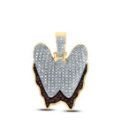 10kt Yellow Gold Men's Round Red Diamond Blood Letter W Pendant - 5/8 Cttw - Splendid Jewellery