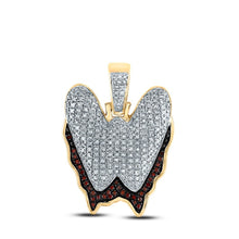 Load image into Gallery viewer, 10kt Yellow Gold Men's Round Red Diamond Blood Letter W Pendant - 5/8 Cttw - Splendid Jewellery