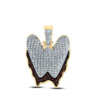 10kt Yellow Gold Men's Round Red Diamond Blood Letter W Pendant - 5/8 Cttw - Splendid Jewellery