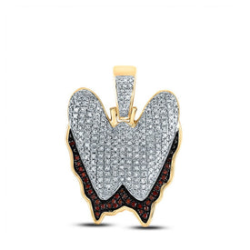 10kt Yellow Gold Men's Round Red Diamond Blood Letter W Pendant - 5/8 Cttw - Splendid Jewellery