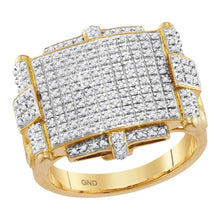 Load image into Gallery viewer, 10kt Yellow Gold Mens Round Yellow Diamond Rectangle Cluster Ring 5/8 Cttw | Exquisite Gold Collection - Splendid Jewellery