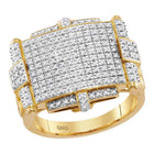 10kt Yellow Gold Mens Round Yellow Diamond Rectangle Cluster Ring 5/8 Cttw | Exquisite Gold Collection - Splendid Jewellery