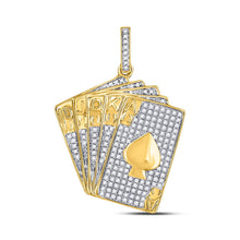 Load image into Gallery viewer, 10kt Yellow Gold Men&#39;s Royal Flush Diamond Charm Pendant - 5/8 Cttw  Top View from Splendid Jewellery