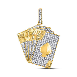 10kt Yellow Gold Men's Royal Flush Diamond Charm Pendant - 5/8 Cttw - Splendid Jewellery