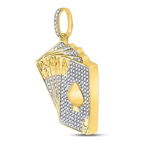 10kt Yellow Gold Men's Royal Flush Diamond Charm Pendant - 5/8 Cttw - Splendid Jewellery