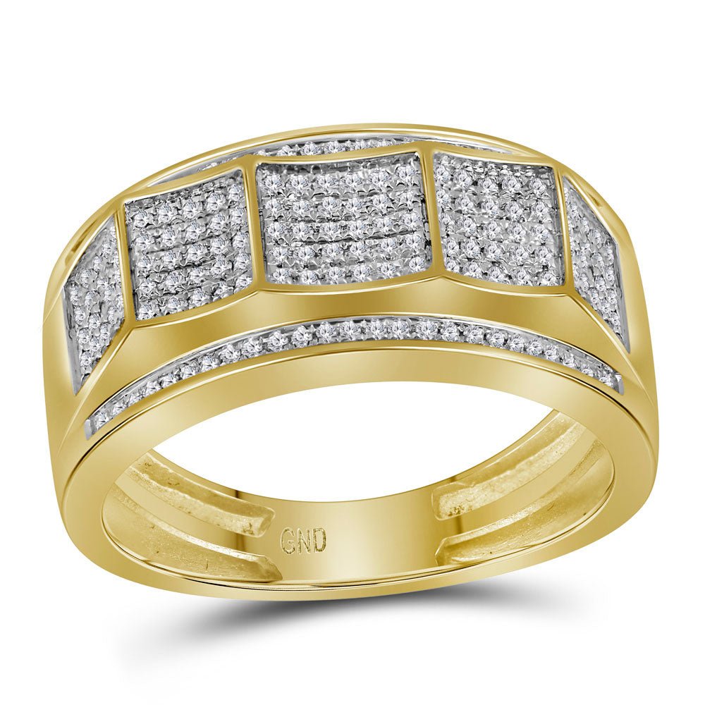 10kt Yellow Gold Men's Sparkling Diamond Cluster Band Ring - 1/3 Cttw - Splendid Jewellery