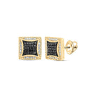 10kt Yellow Gold Men's Square Black Diamond Earrings - 1/3 Cttw | Splendid Jewellery - Splendid Jewellery