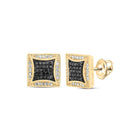 10kt Yellow Gold Men's Square Black Diamond Earrings - 1/3 Cttw | Splendid Jewellery - Splendid Jewellery