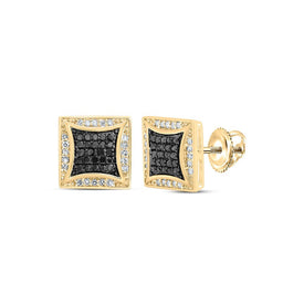 10kt Yellow Gold Men's Square Black Diamond Earrings - 1/3 Cttw | Splendid Jewellery - Splendid Jewellery