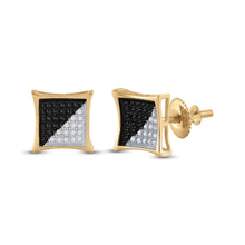 Load image into Gallery viewer, 10kt Yellow Gold Men&#39;s Square Black Diamond Earrings - 1/4 Cttw | Splendid Jewellery  Side View from Splendid Jewellery