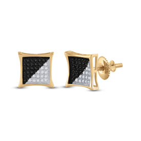 10kt Yellow Gold Men's Square Black Diamond Earrings - 1/4 Cttw | Splendid Jewellery  Side View from Splendid Jewellery