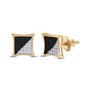 10kt Yellow Gold Men's Square Black Diamond Earrings - 1/4 Cttw | Splendid Jewellery - Splendid Jewellery