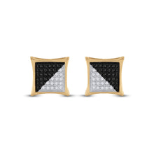 Load image into Gallery viewer, 10kt Yellow Gold Men&#39;s Square Black Diamond Earrings - 1/4 Cttw | Splendid Jewellery  Top View from Splendid Jewellery
