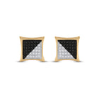 10kt Yellow Gold Men's Square Black Diamond Earrings - 1/4 Cttw | Splendid Jewellery  Top View from Splendid Jewellery