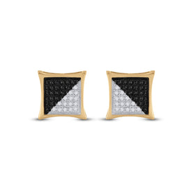 10kt Yellow Gold Men's Square Black Diamond Earrings - 1/4 Cttw | Splendid Jewellery  Top View from Splendid Jewellery