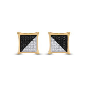 10kt Yellow Gold Men's Square Black Diamond Earrings - 1/4 Cttw | Splendid Jewellery - Splendid Jewellery