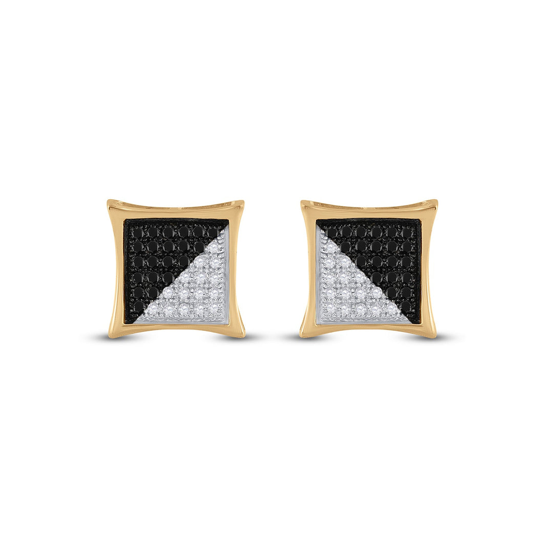 10kt Yellow Gold Men's Square Black Diamond Earrings - 1/4 Cttw | Splendid Jewellery - Splendid Jewellery