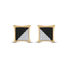 10kt Yellow Gold Men's Square Black Diamond Earrings - 1/4 Cttw | Splendid Jewellery - Splendid Jewellery