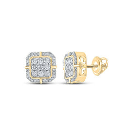 10kt Yellow Gold Men's Square Diamond Earrings - 1 Cttw | Exquisite Jewellery - Splendid Jewellery