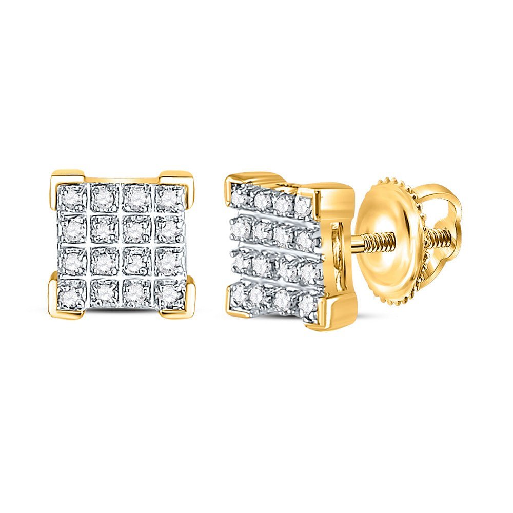 10kt Yellow Gold Men's Square Diamond Earrings - 1/10 Cttw | Exquisite Jewellery - Splendid Jewellery