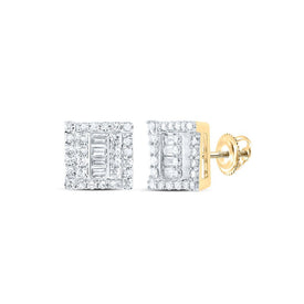 10kt Yellow Gold Men's Square Diamond Earrings - 1/2 Cttw | Exquisite Jewellery - Splendid Jewellery