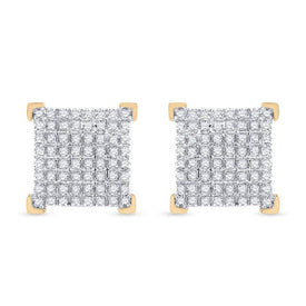 10kt Yellow Gold Men's Square Diamond Earrings - 1/3 Cttw | Exquisite Jewellery - Splendid Jewellery