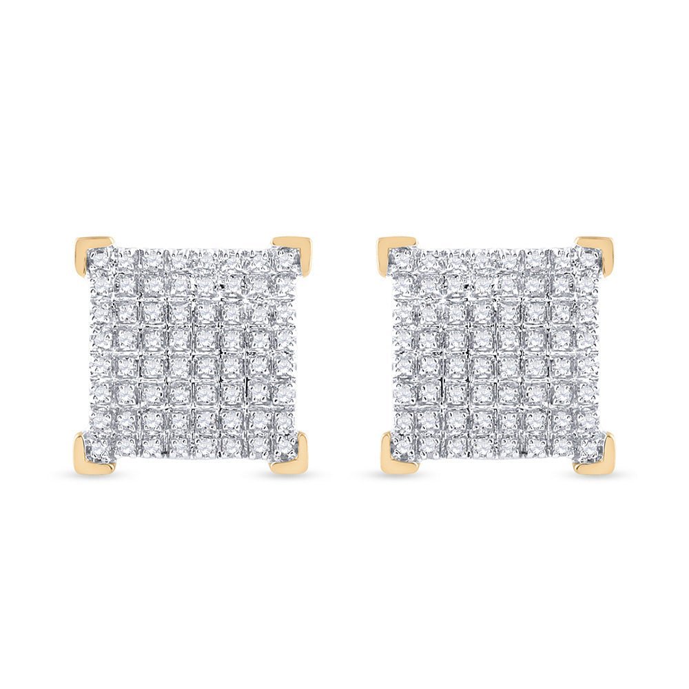 10kt Yellow Gold Men's Square Diamond Earrings - 1/3 Cttw | Exquisite Jewellery - Splendid Jewellery