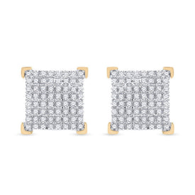 10kt Yellow Gold Men's Square Diamond Earrings - 1/3 Cttw | Exquisite Jewellery - Splendid Jewellery