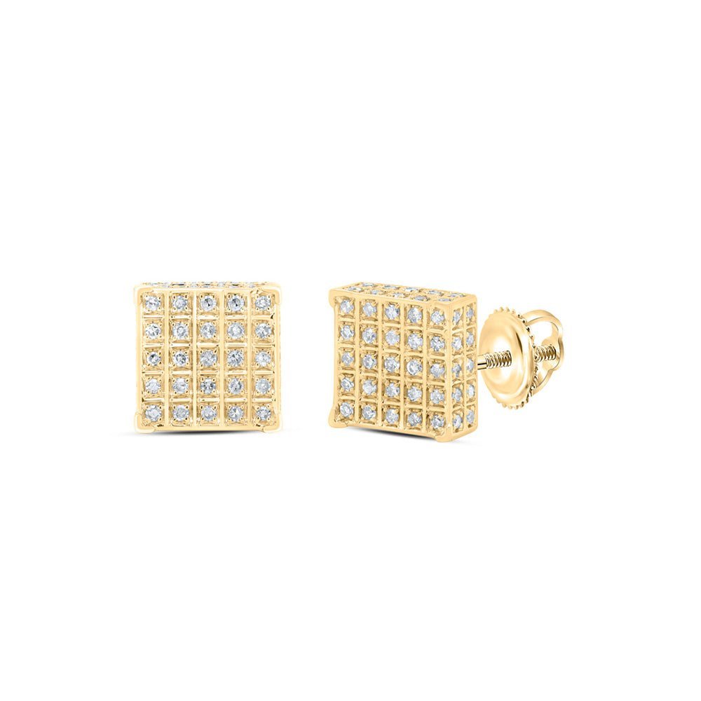 10kt Yellow Gold Men's Square Diamond Earrings - 1/3 Cttw | Luxurious Jewellery - Splendid Jewellery
