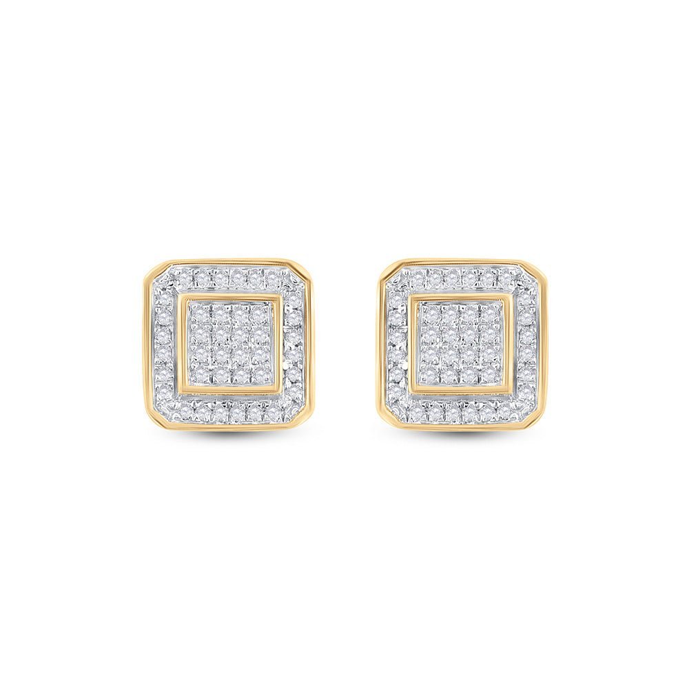 10kt Yellow Gold Men's Square Diamond Earrings - 1/4 Ct.t.w. - Splendid Jewellery