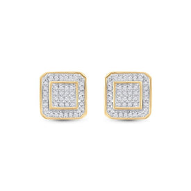 10kt Yellow Gold Men's Square Diamond Earrings - 1/4 Ct.t.w. - Splendid Jewellery