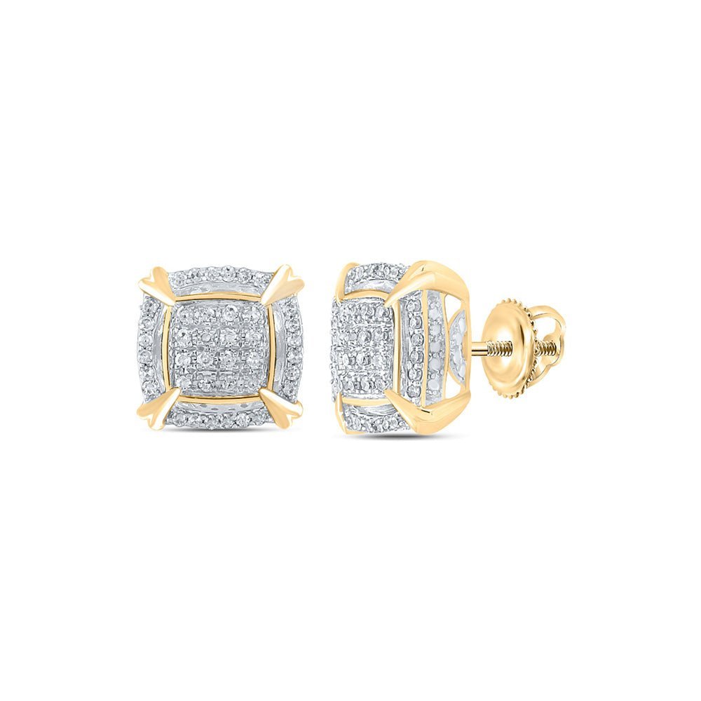 10kt Yellow Gold Men's Square Diamond Earrings - 1/4 Cttw | Exquisite Jewellery - Splendid Jewellery
